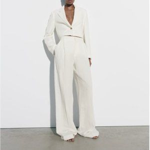 Linen Blend Full Length Pants